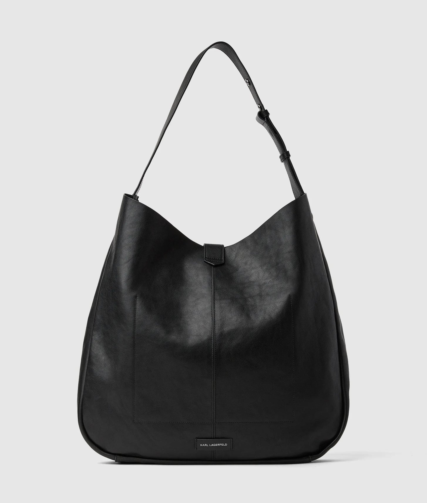 KarlLagerfeld Kautograph Swing Oversized Hobo Bag Black-Gunmetal