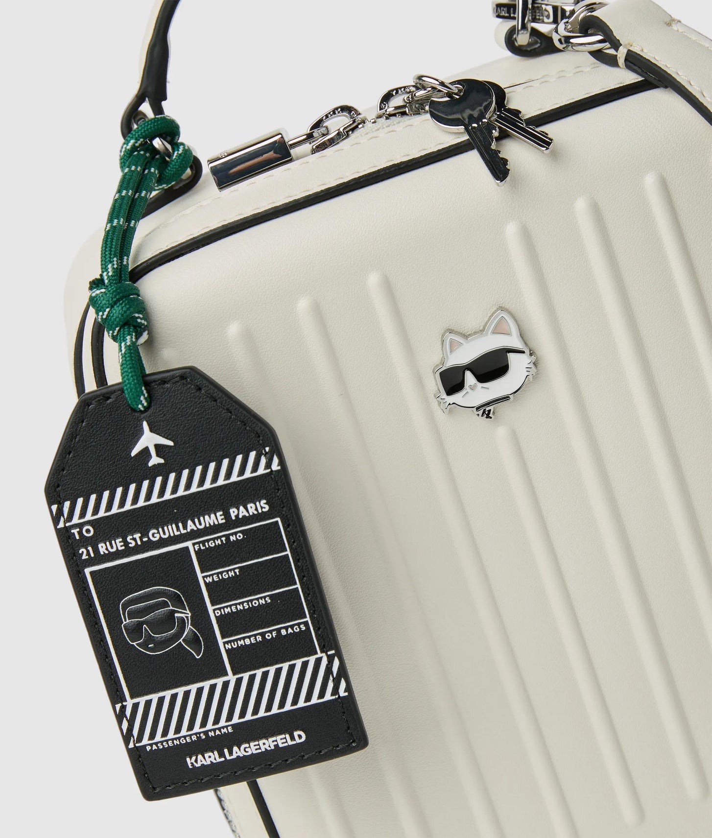 KarlLagerfeld Ikon Choupette Crossbody Suitcase Bag Off White