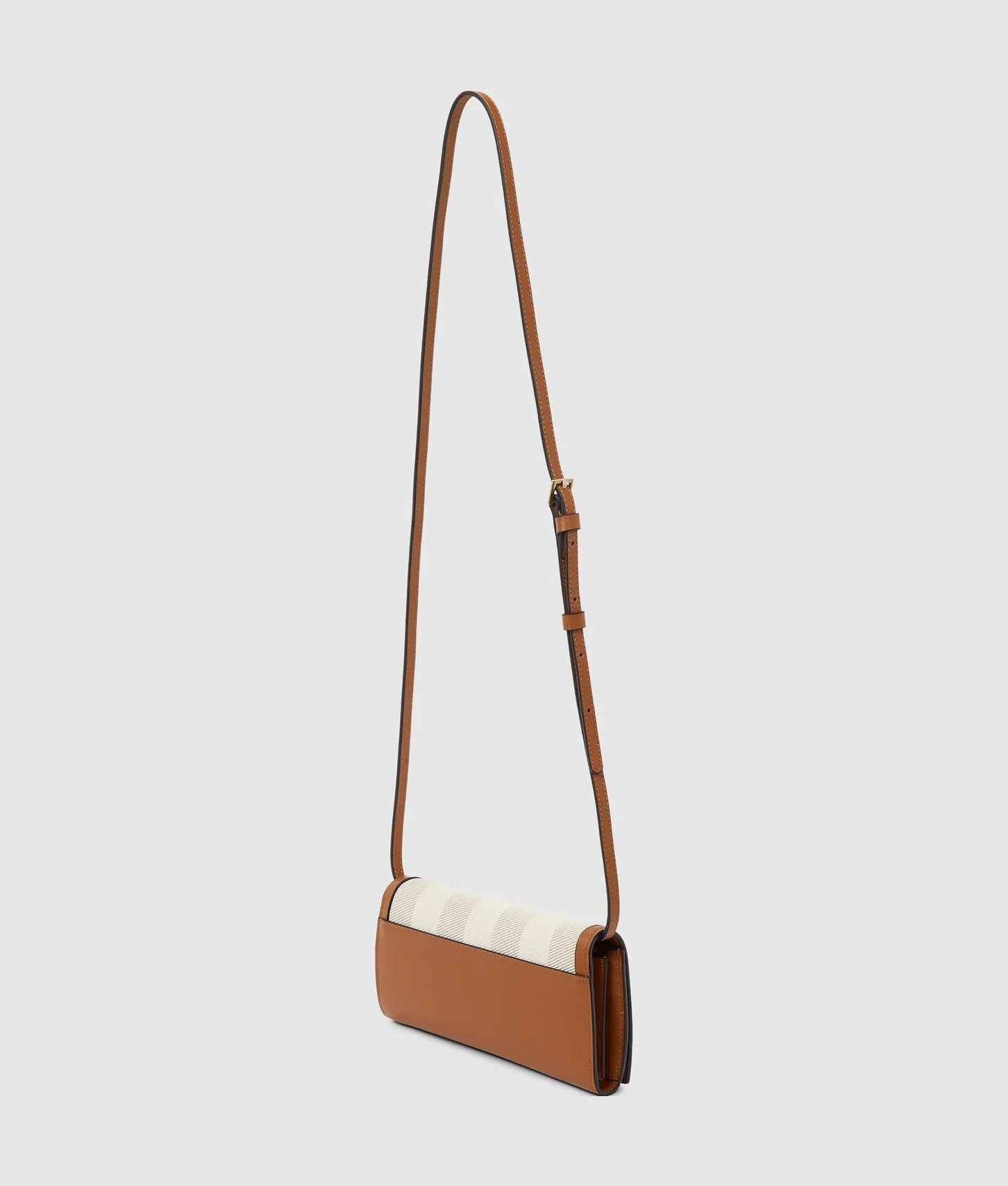 KarlLagerfeld Ksignature Striped Flap Bag Natural Canvas Tan