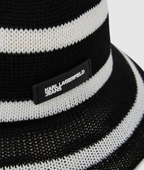 KarlLagerfeld Striped Mesh Tote Bag Vertical Black/White Stripes