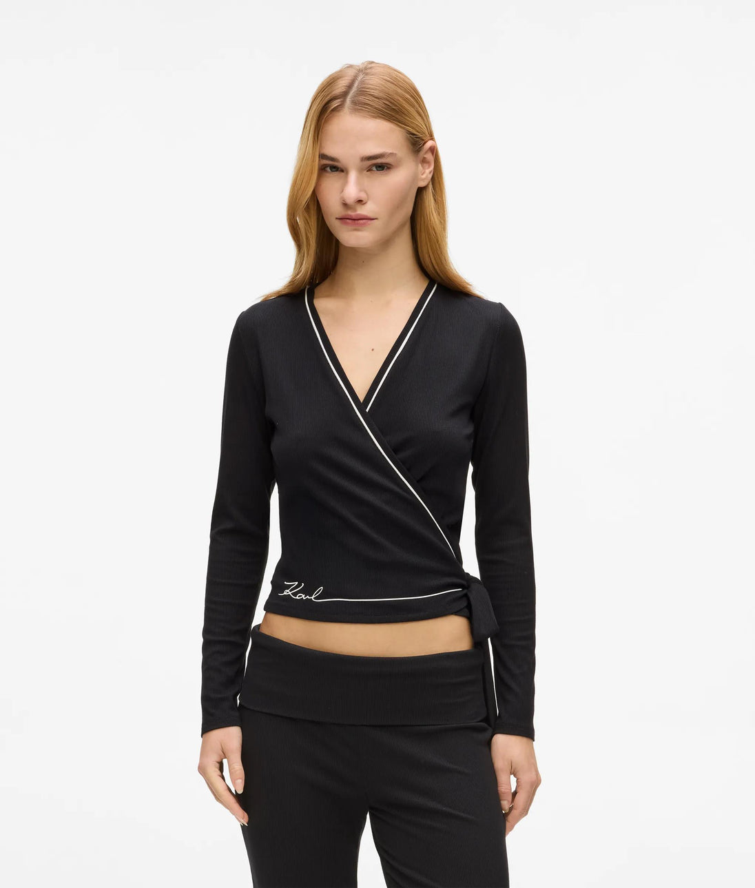 Karl Lagerfeld Signature Loungewear Flared Pants Black