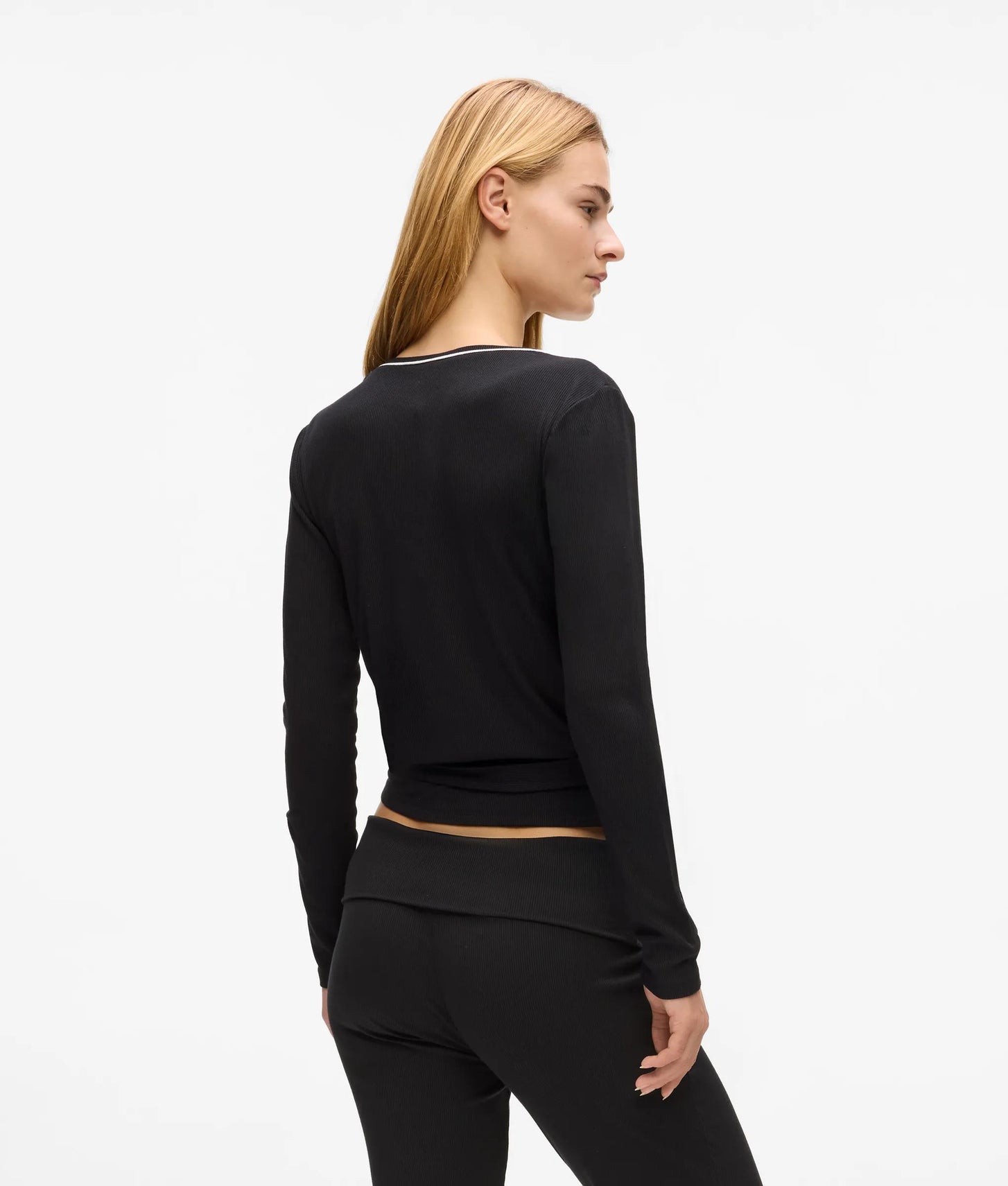 Karl Lagerfeld Signature Loungewear Wrap Top Black