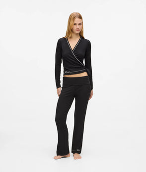 Karl Lagerfeld Signature Loungewear Flared Pants Black