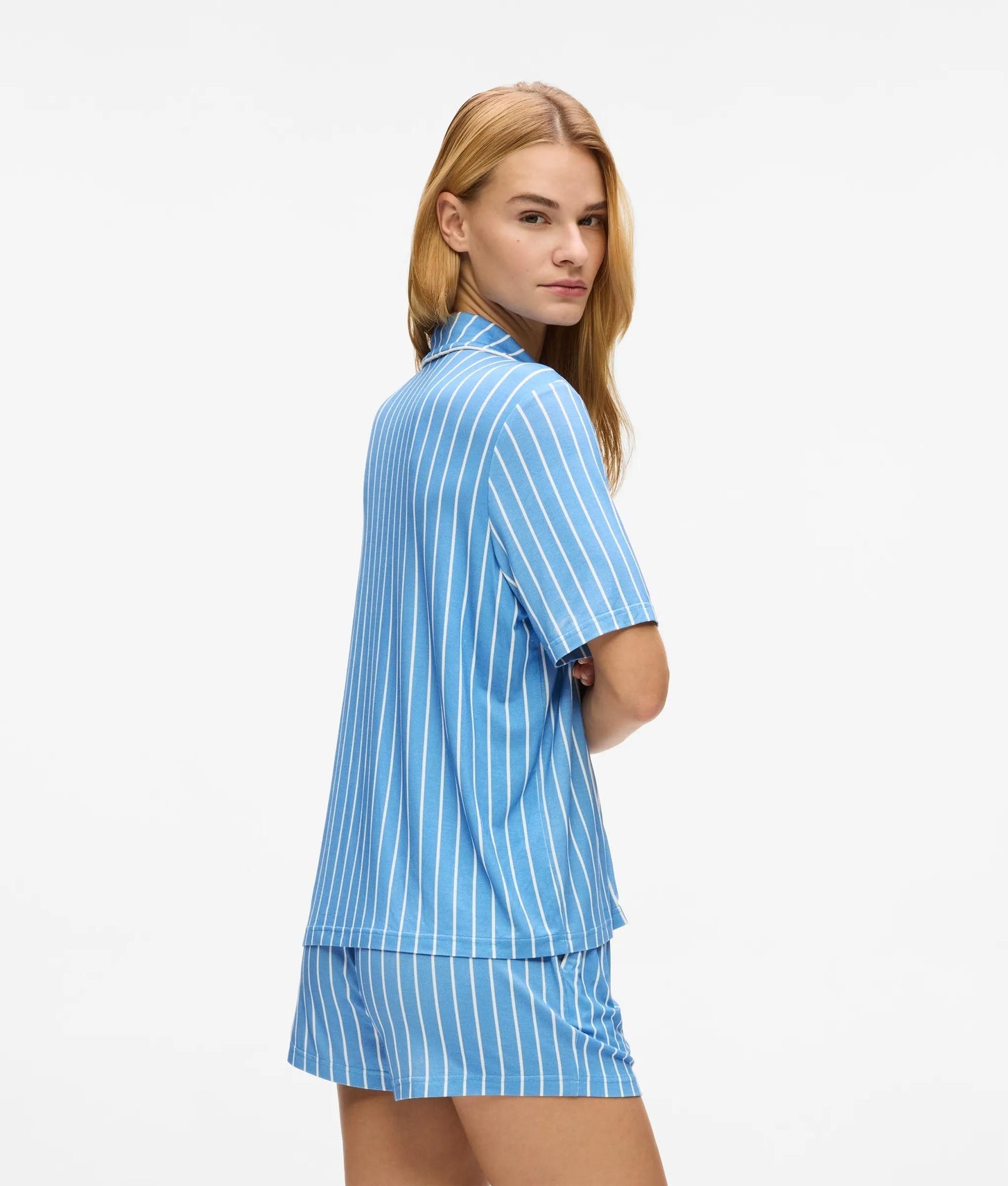 Karl Lagerfeld Striped Short Pajama Set Pinstripe
