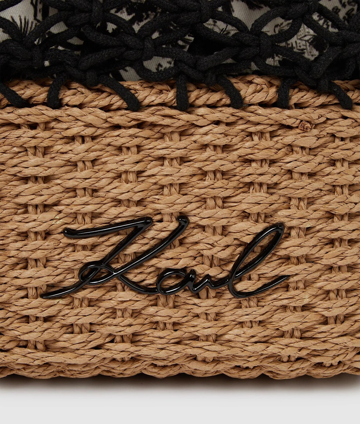 KarlLagerfeld Signature Macramé Beach Bag Natural/Black