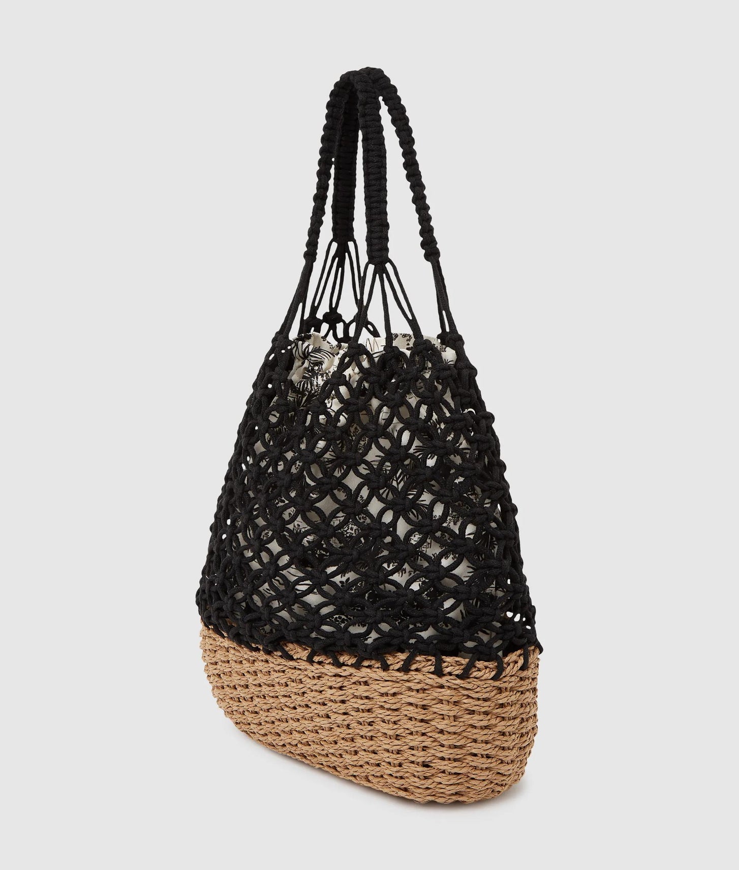 KarlLagerfeld Signature Macramé Beach Bag Natural/Black