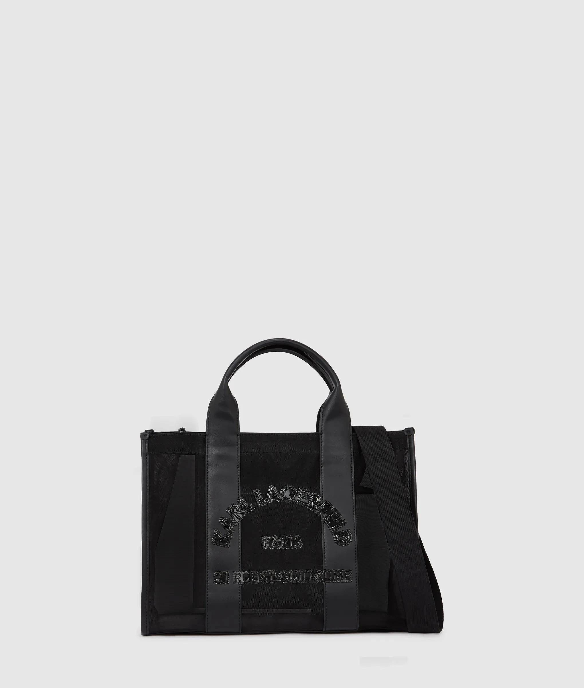 KarlLagerfeld Rue St-Guillaume Square Mesh Medium Tote Bag Black