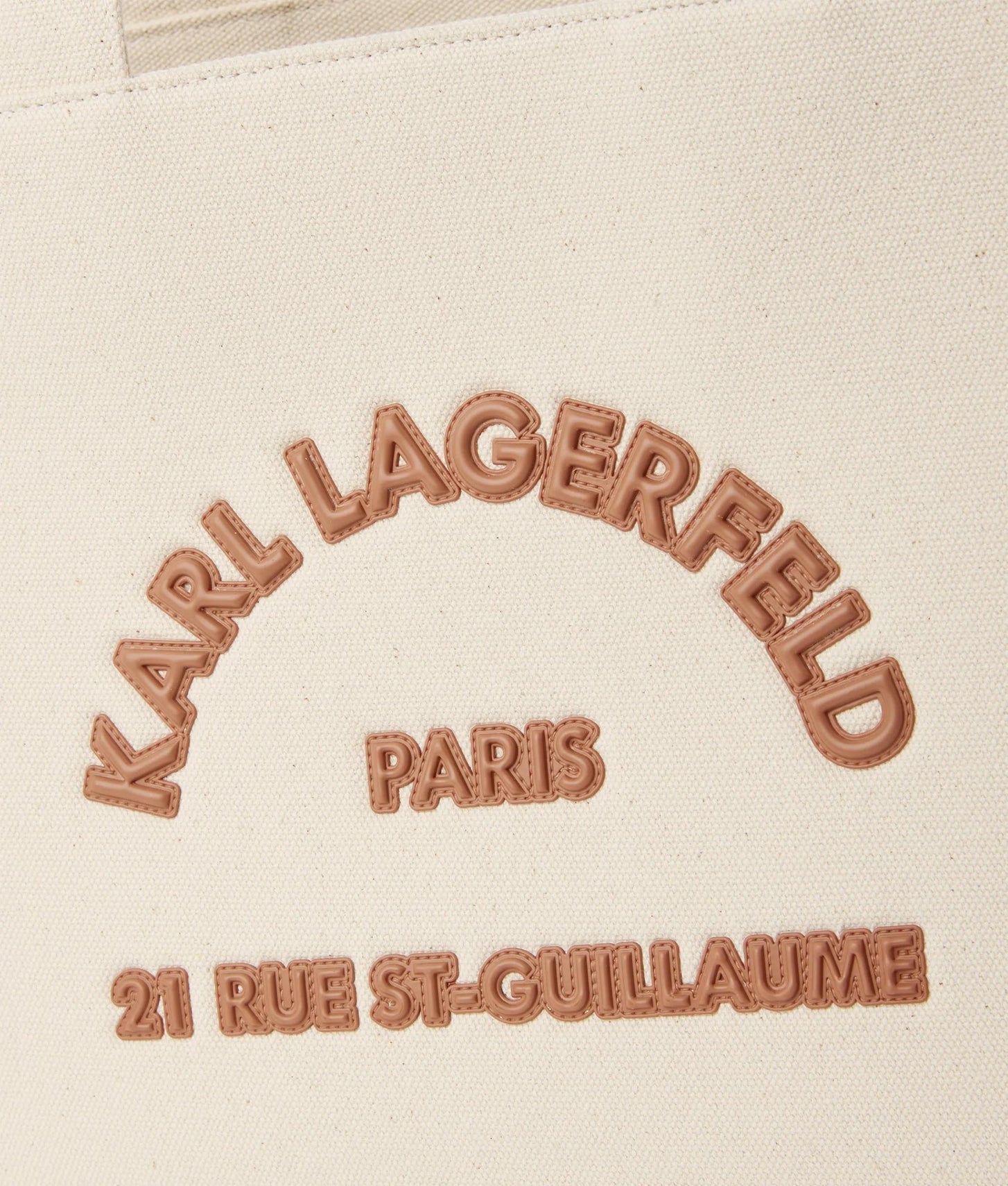 KarlLagerfeld Rue St-Guillaume Square Patch Medium Tote Bag Natural