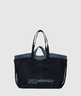 KarlLagerfeld Double Mesh Denim Shopper Washed Mid Blue