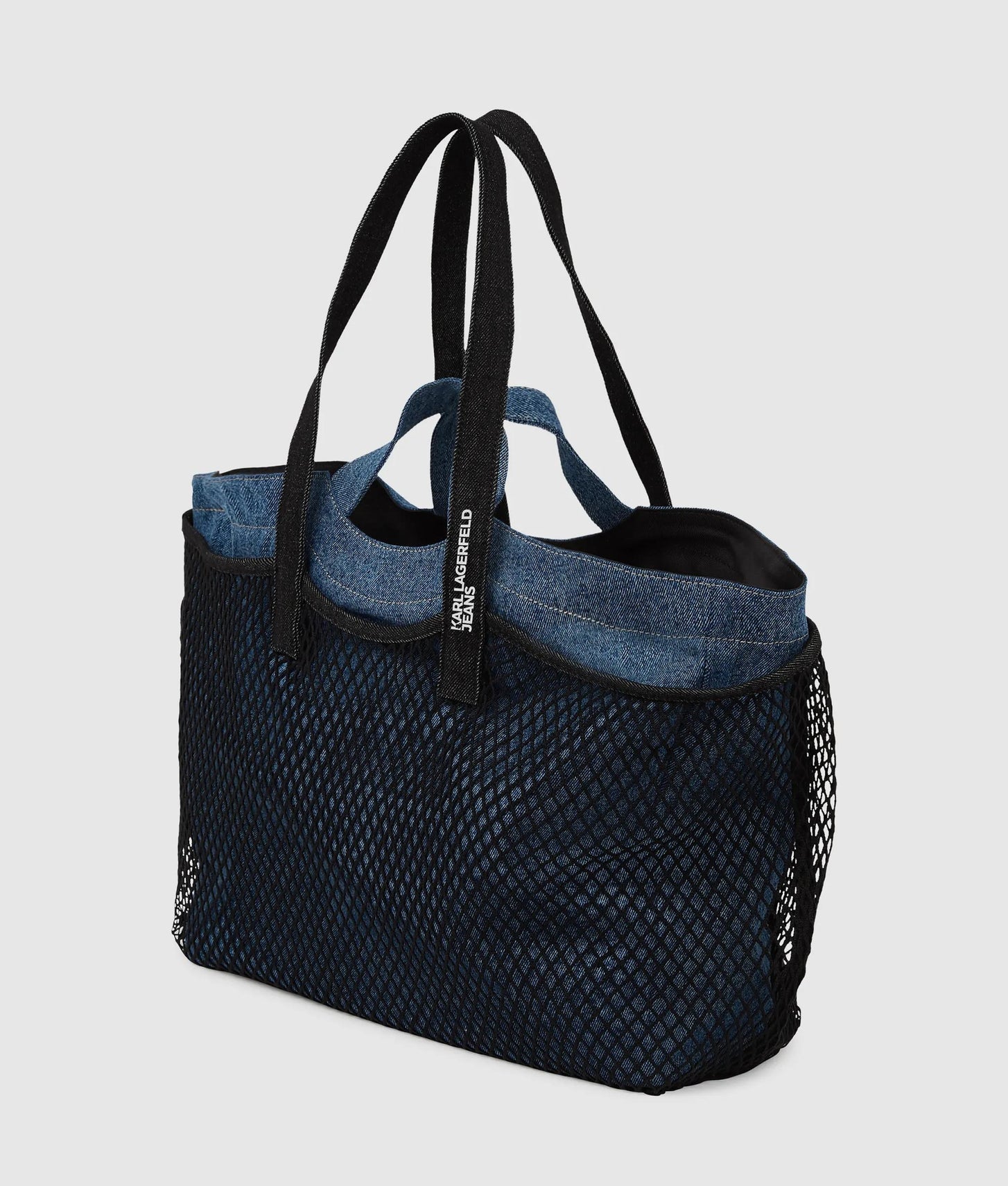 KarlLagerfeld Double Mesh Denim Shopper Washed Mid Blue