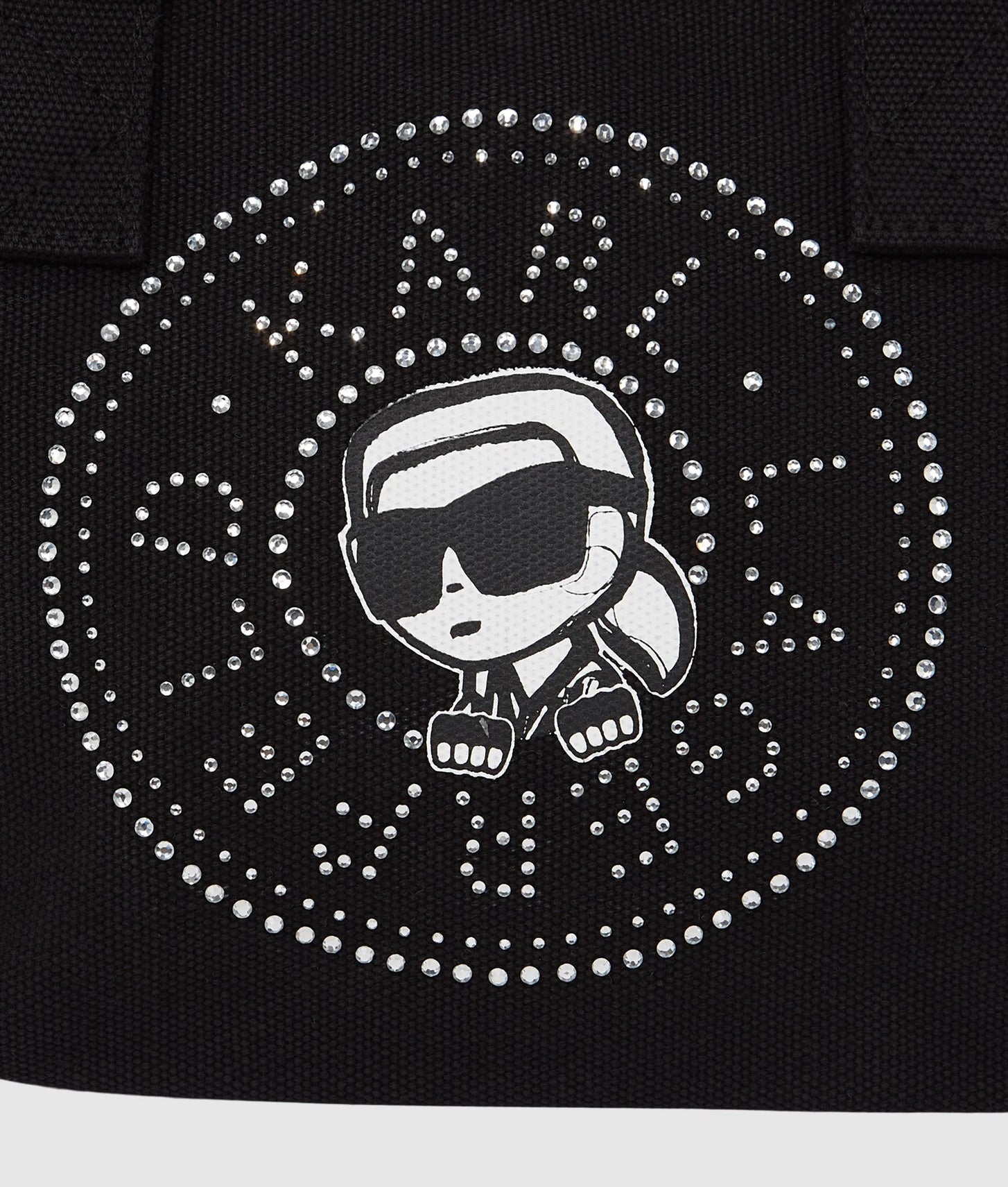 KarlLagerfeld Ikon Circle Rhinestones Shopper Black