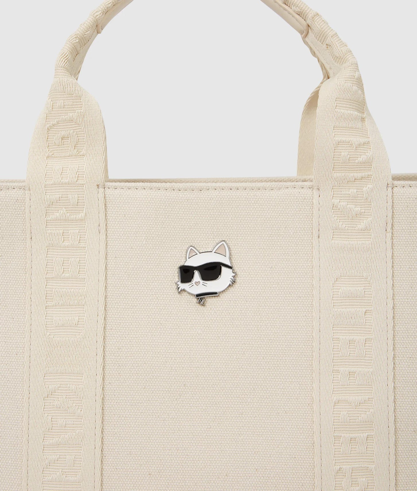 KarlLagerfeld Ikon Choupette Pin Square Tote Bag Off White