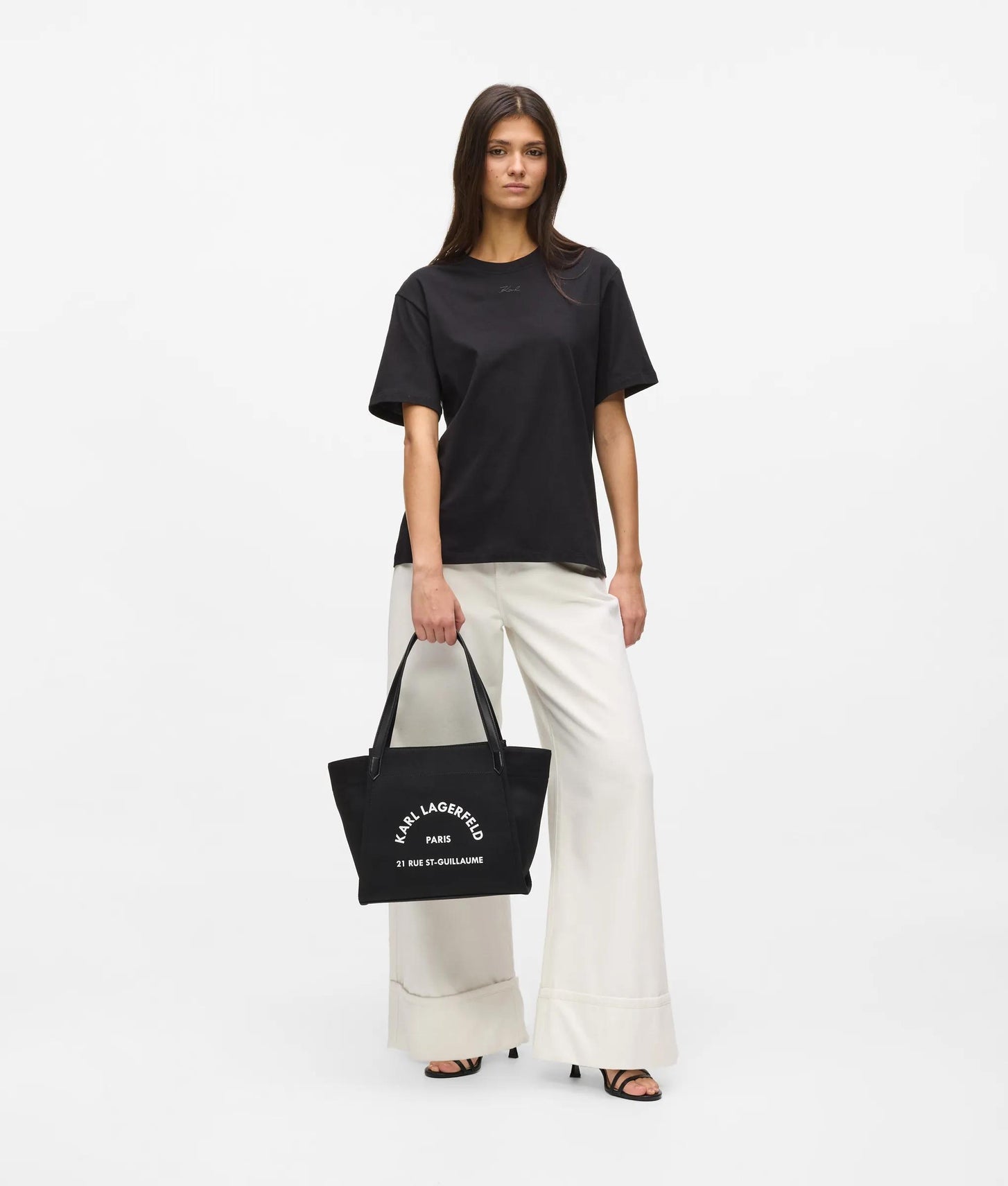 KarlLagerfeld Rue St-Guillaume Winged Tote Bag Black