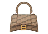 Balenciaga Hourglass Handbag Xs Bb Monogram Beige/Brown