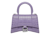 Balenciaga Hourglass Top Handle Xs Crocodile Embossed Lilac