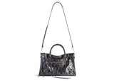 Balenciaga Le City Small Bag In Steel Grey Metallized Arena Lambskin Shiny Silver Hardware Steel Grey (7977892Aa9R1314)