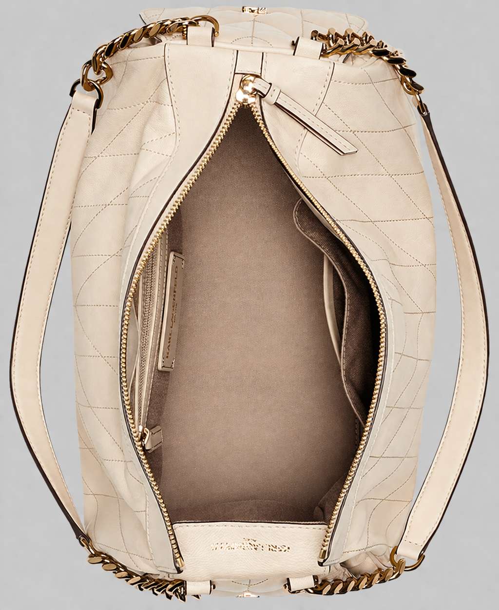 KarlLagerfeld Lafayette satchel with karl puff charm brie