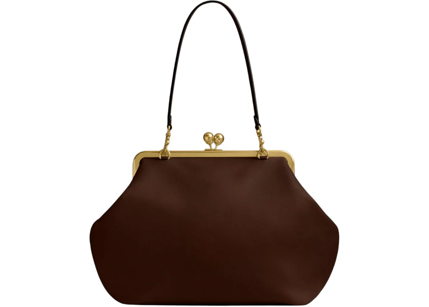 Coach Large Kisslock Frame Bag Brass/Dark Brown
