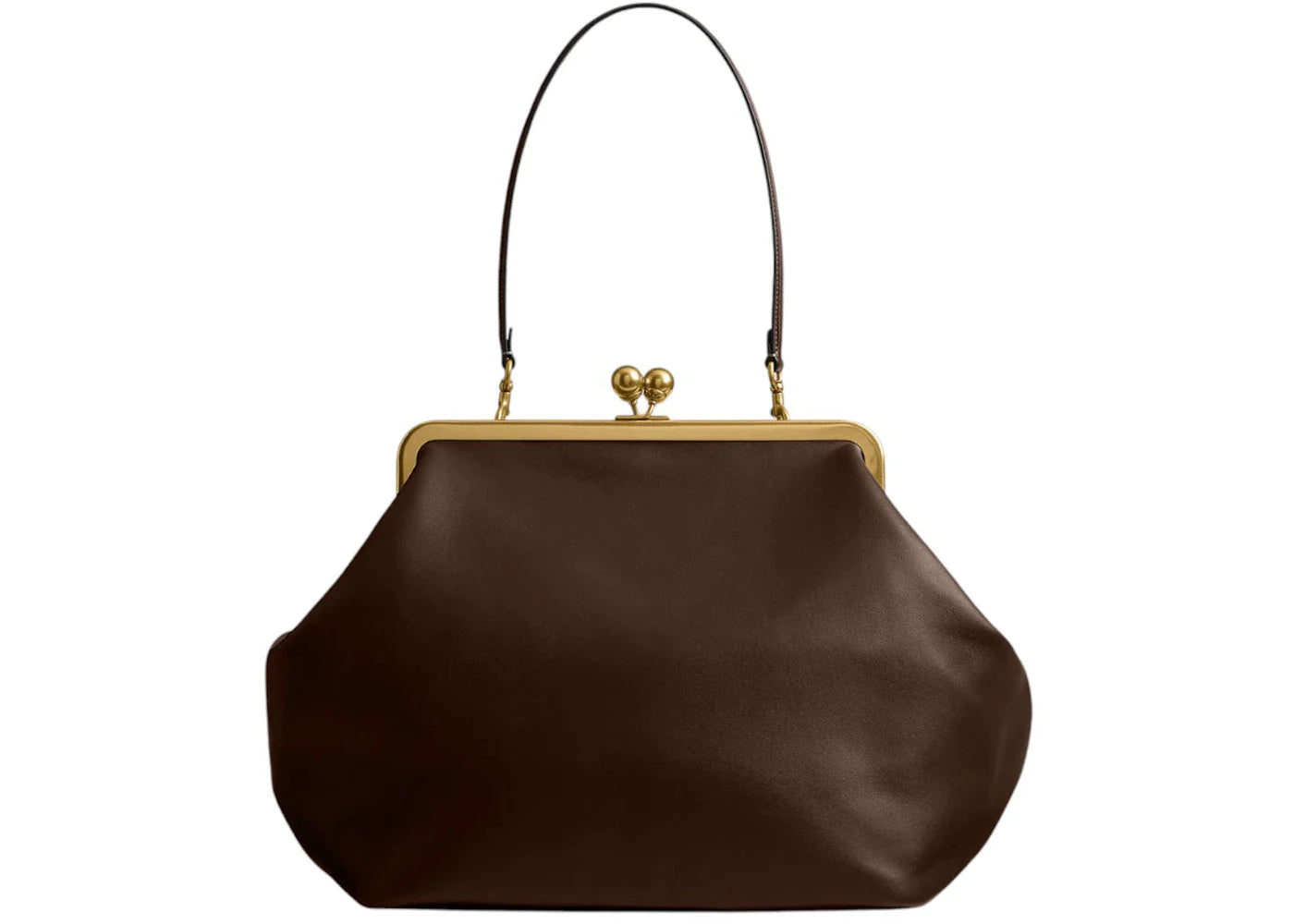 Coach Large Kisslock Frame Bag Brass/Dark Brown