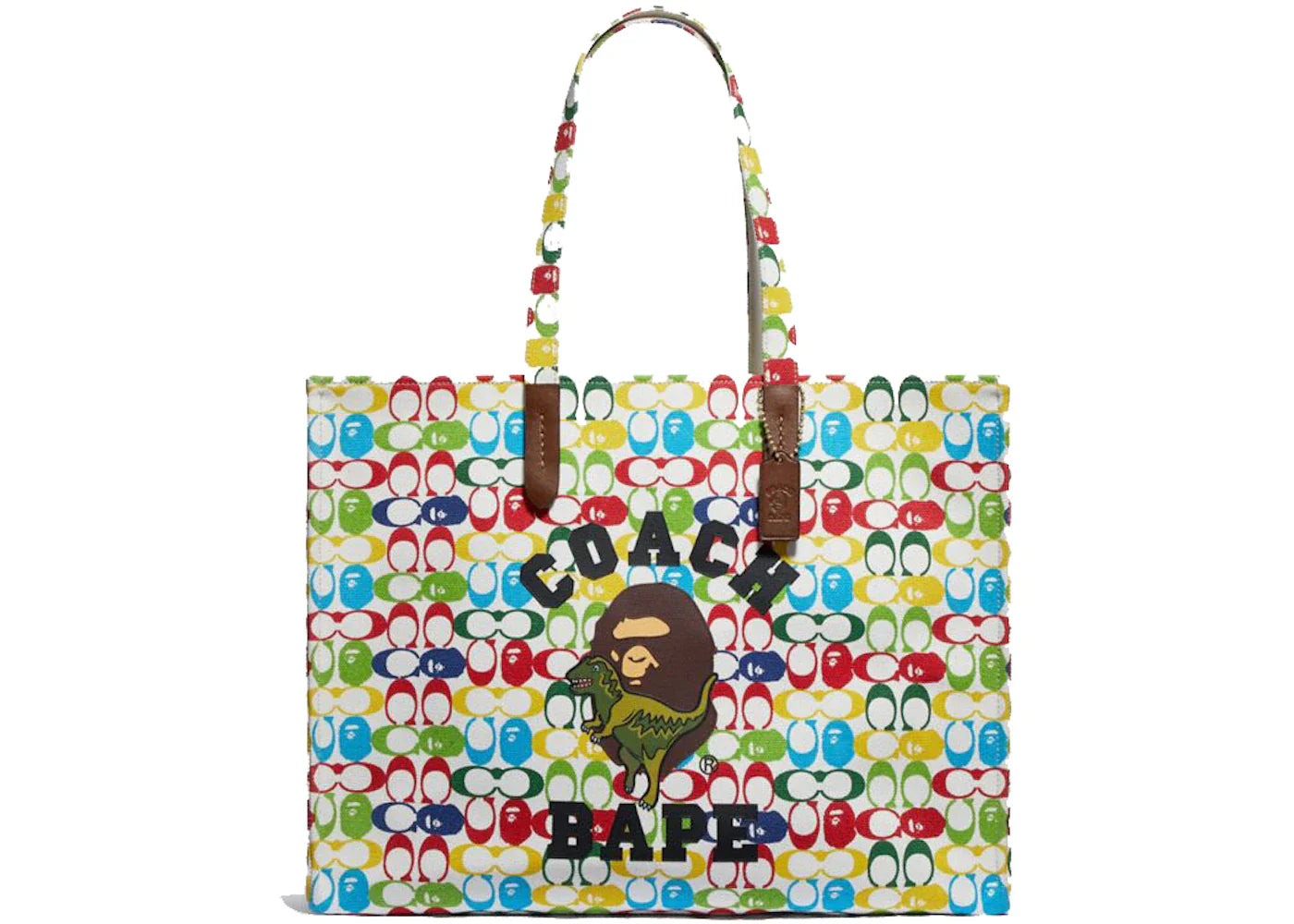 Coach X Bape Tote 47 Signature Canvas With Ape Head Brass/Multi