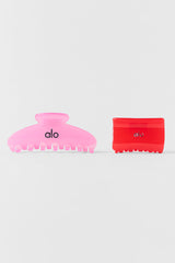 Alo Yoga Effortless Claw Clip (2-Pack) - Candy Heart Pink/Bright Red
