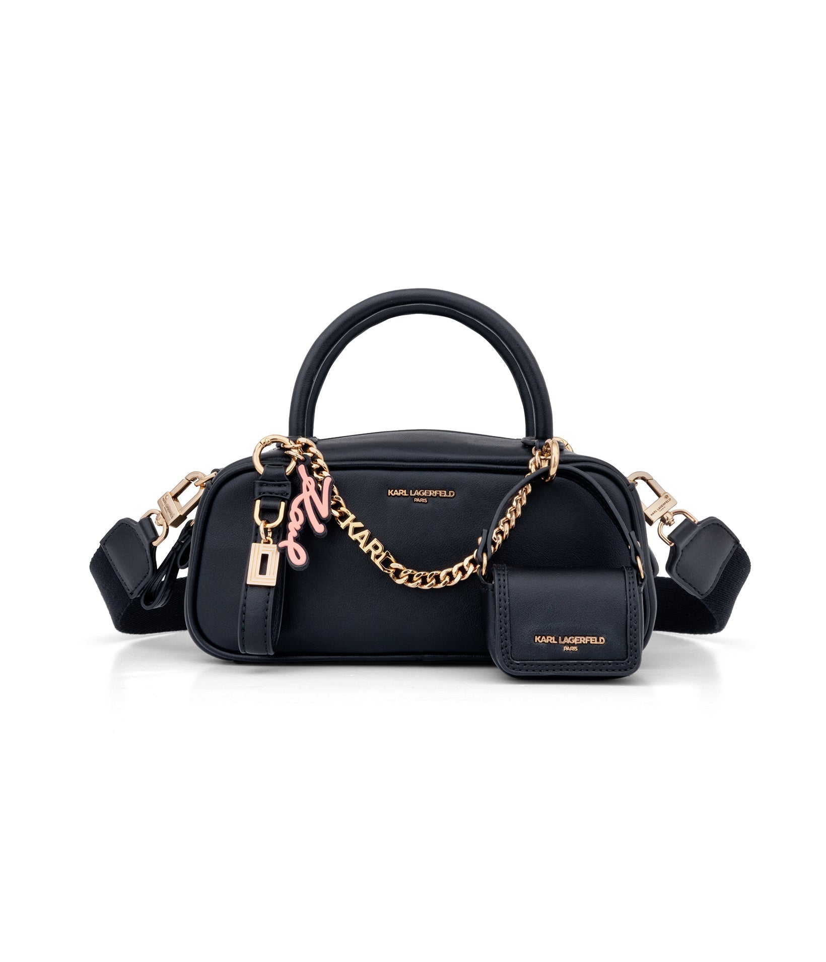 KarlLagerfeld Zaylia mini satchel with chain & mini bag black / gold