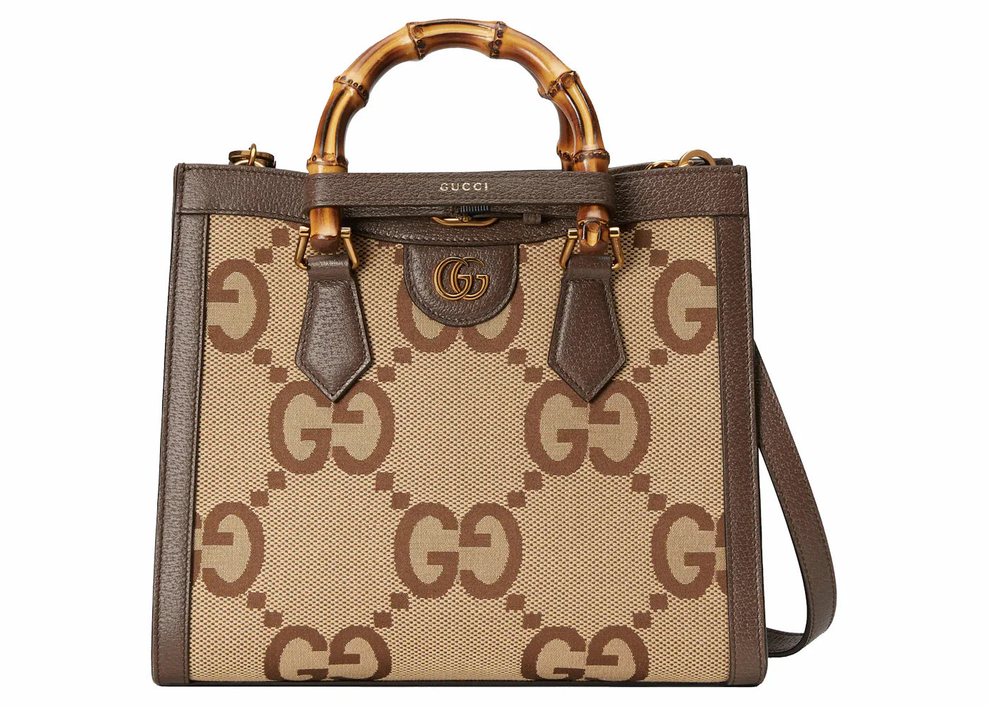 Gucci Diana Jumbo Gg Tote Bag Small Camel/Ebony