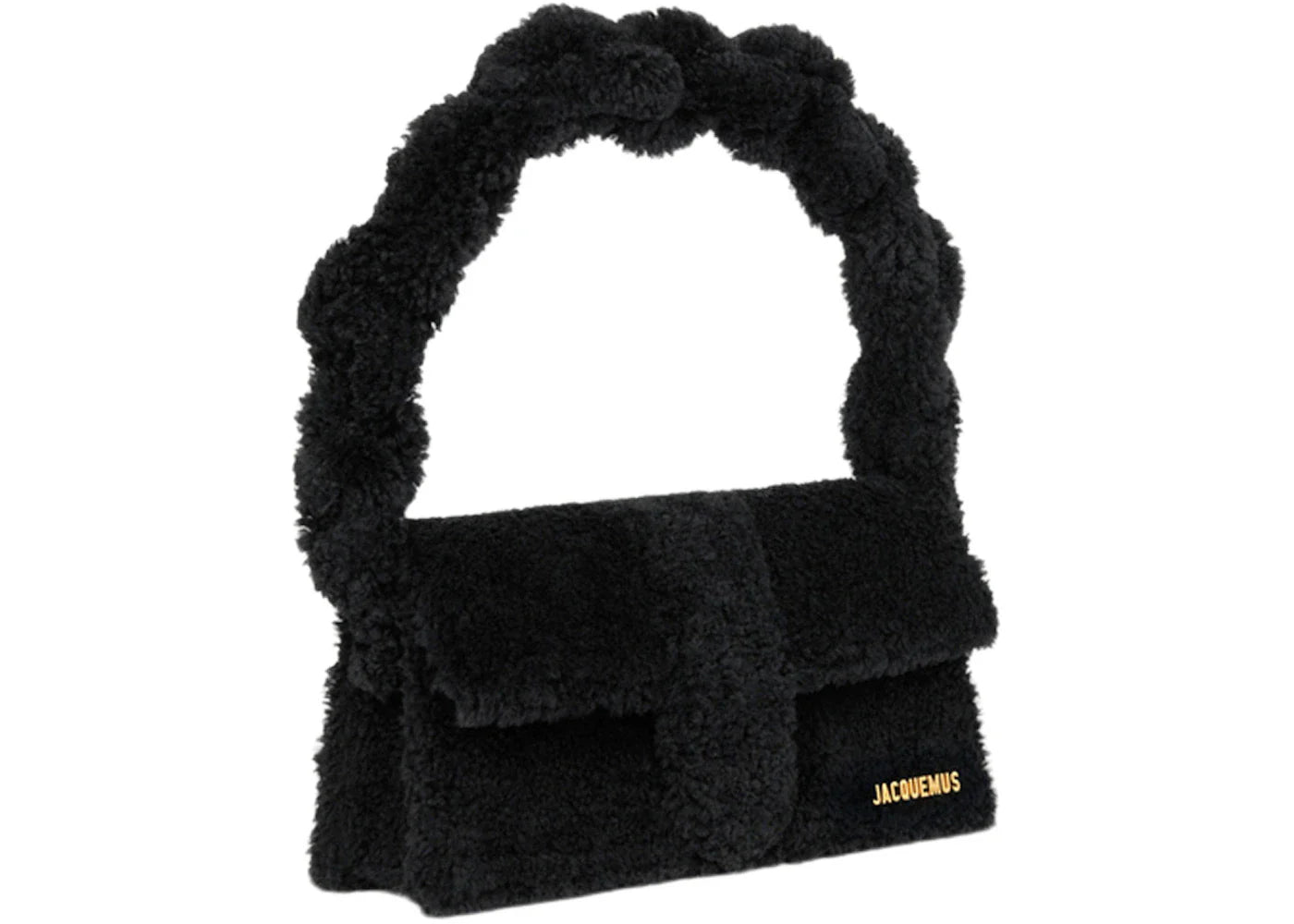 jacquemus le bambidou shearling flap bag black