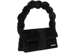 jacquemus le bambidou shearling flap bag black