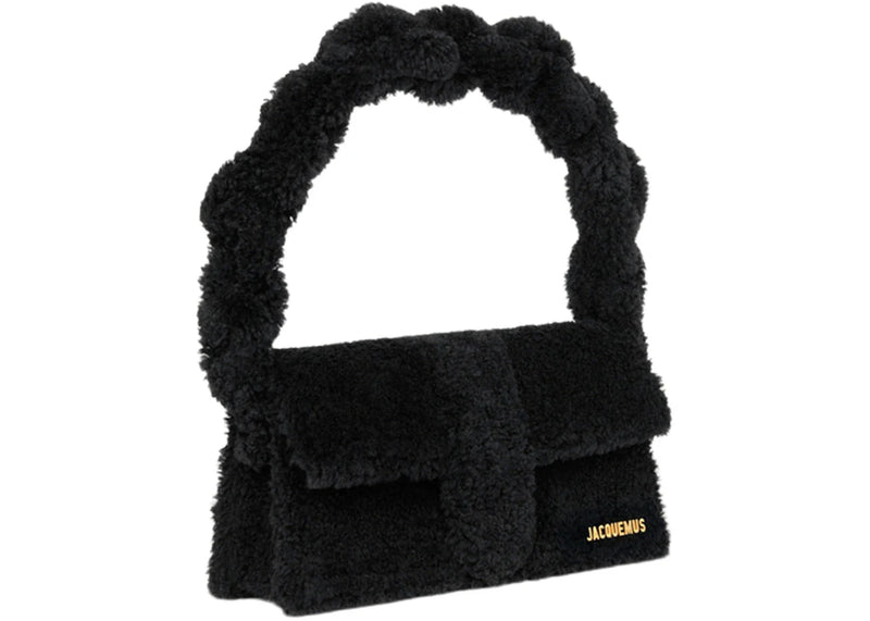 jacquemus le bambidou shearling flap bag black