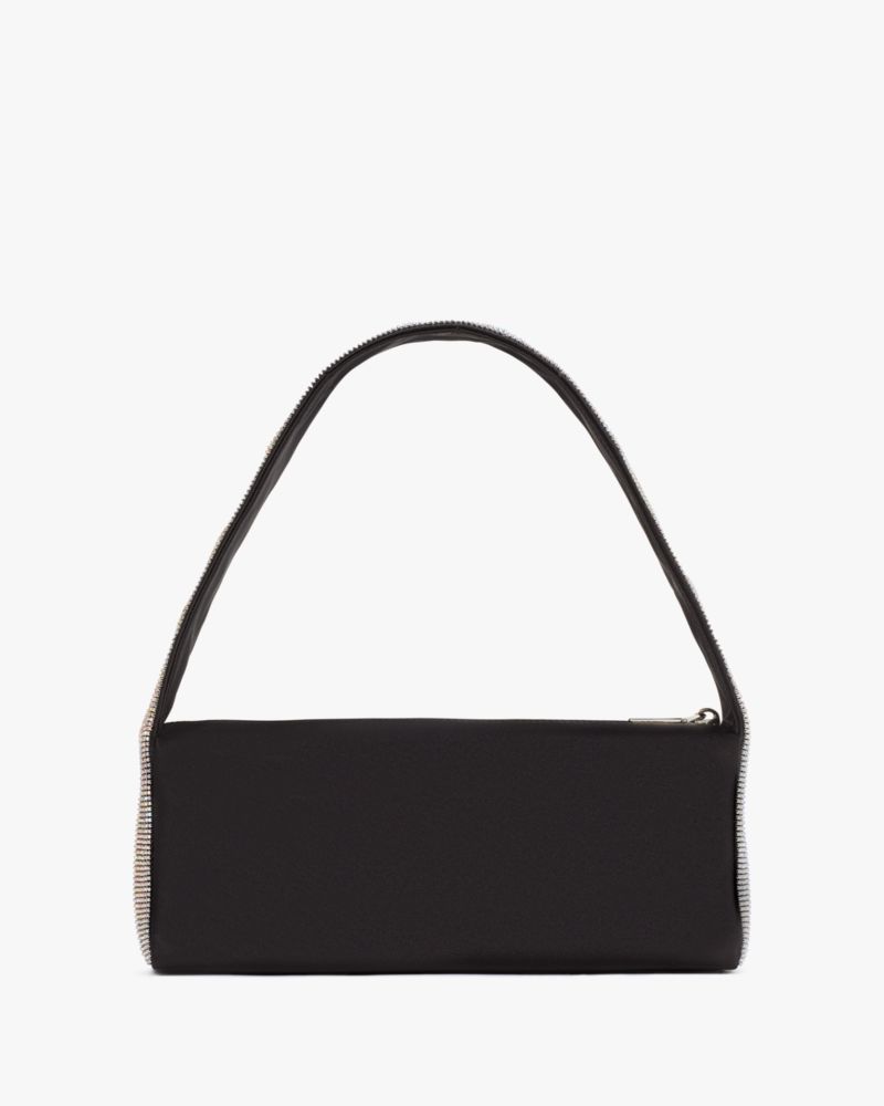 KateSpade Afterparty Crystal Embellished Satin Shoulder Bag Black Multi