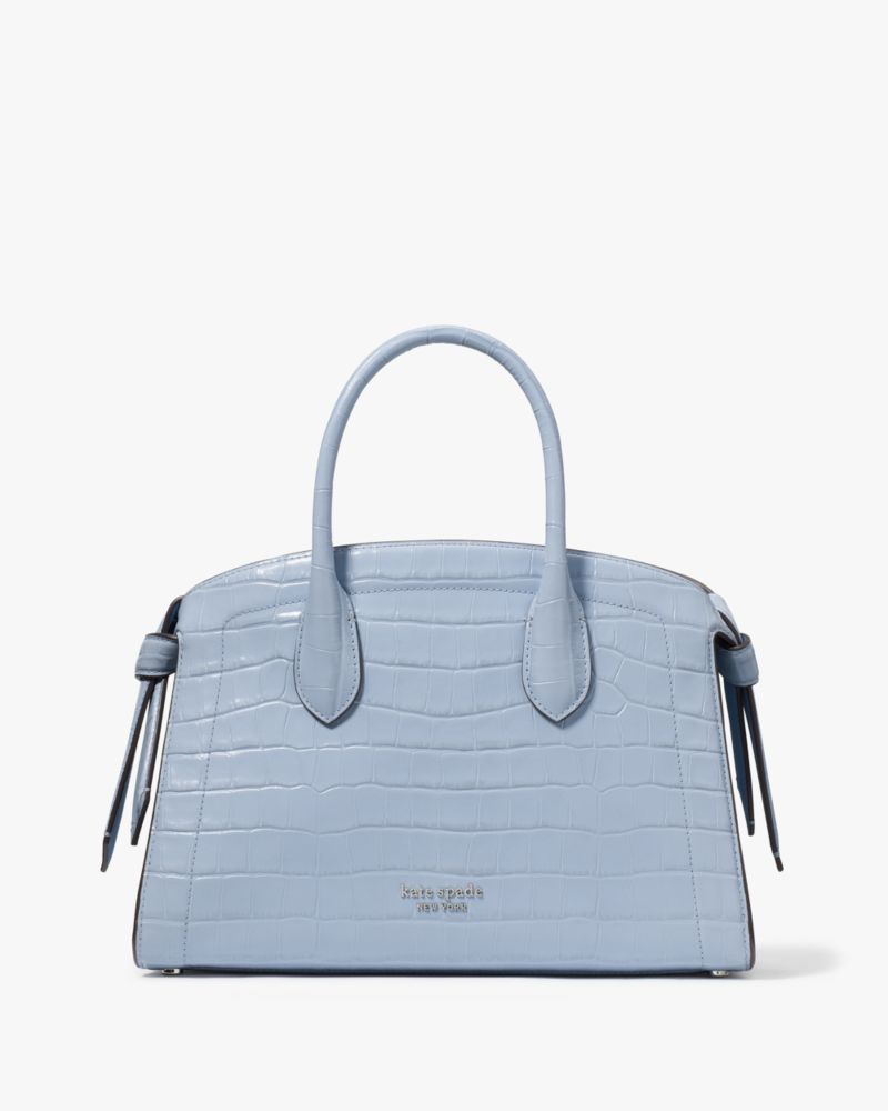 KateSpade Knott Croc embossed Medium Zip top Satchel North Star
