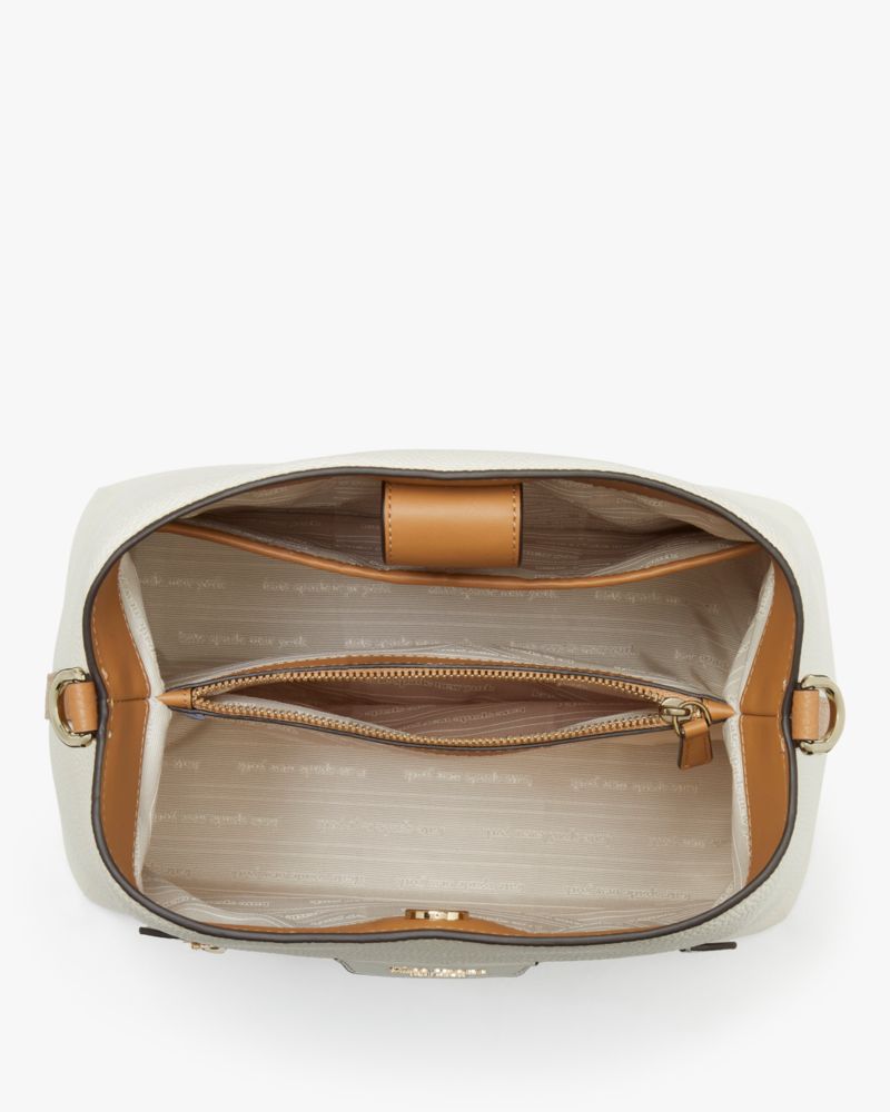 KateSpade Hudson Colorblocked Pebbled Leather Shoulder Bag Parchment Multi