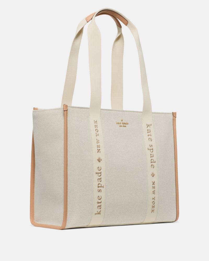 KateSpade Kip Canvas Large Tote Bag Light Fawn Multi