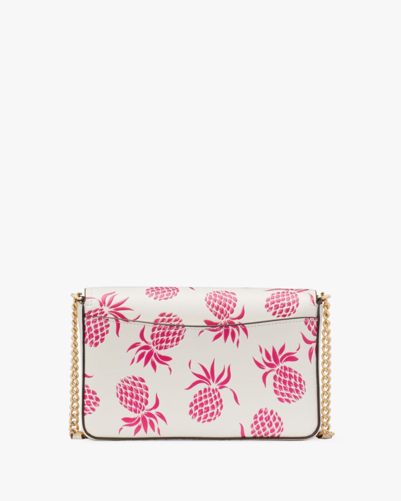 KateSpade Morgan Pineapple Embossed Flap Chain Wallet Cream Multi