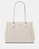 KateSpade Signature Spade Flower East West Large Laptop Tote Dark Beige Multi