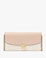 KateSpade Phoebe Colorblock Refined Grain Leather Turnlock Wallet On A Chain Toasted Hazelnut Multi