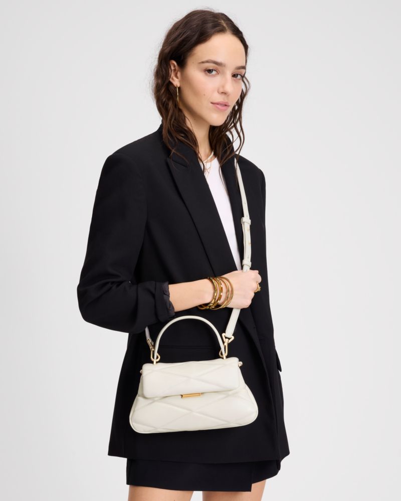 KateSpade Grace Quilted Top Handle Bag Cream