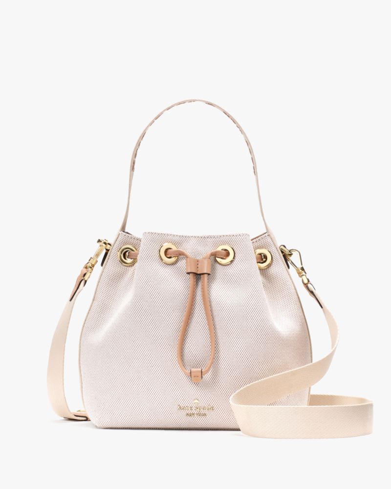 KateSpade Kip Canvas Bucket Bag Light Fawn Multi