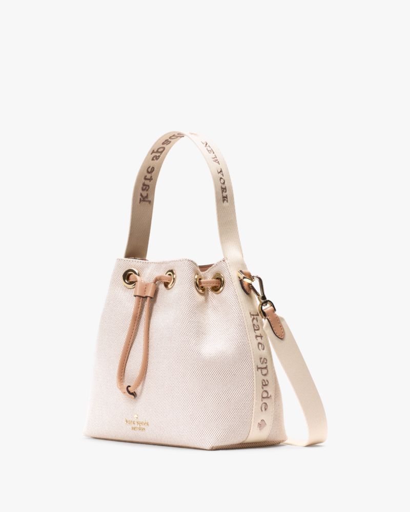 KateSpade Kip Canvas Bucket Bag Light Fawn Multi