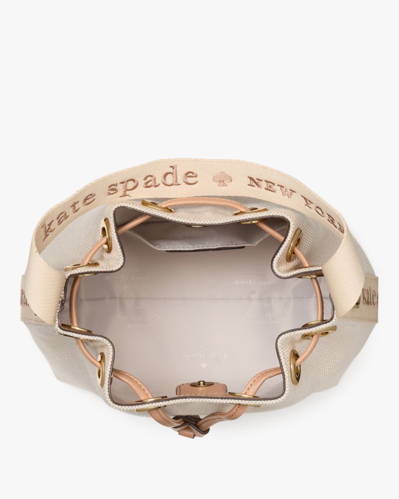 KateSpade Kip Canvas Bucket Bag Light Fawn Multi