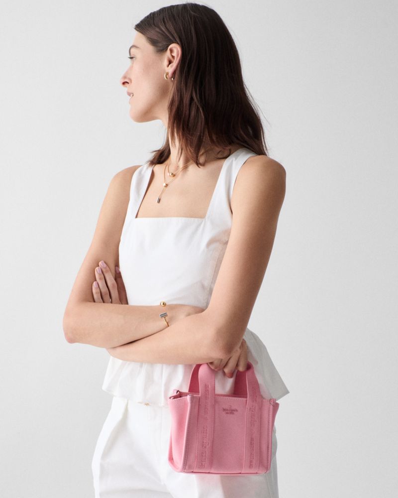 KateSpade Kip Canvas Mini Tote Bag Grapefruit Soda