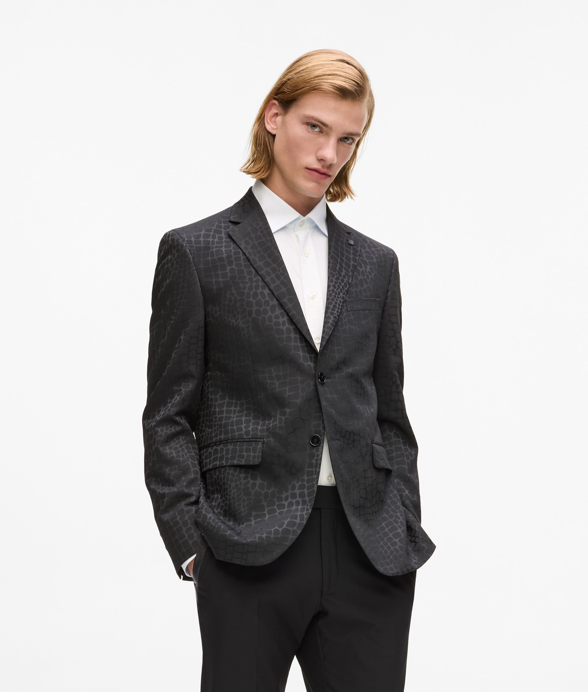 Karl Lagerfeld All-Over-Print Blazer Black