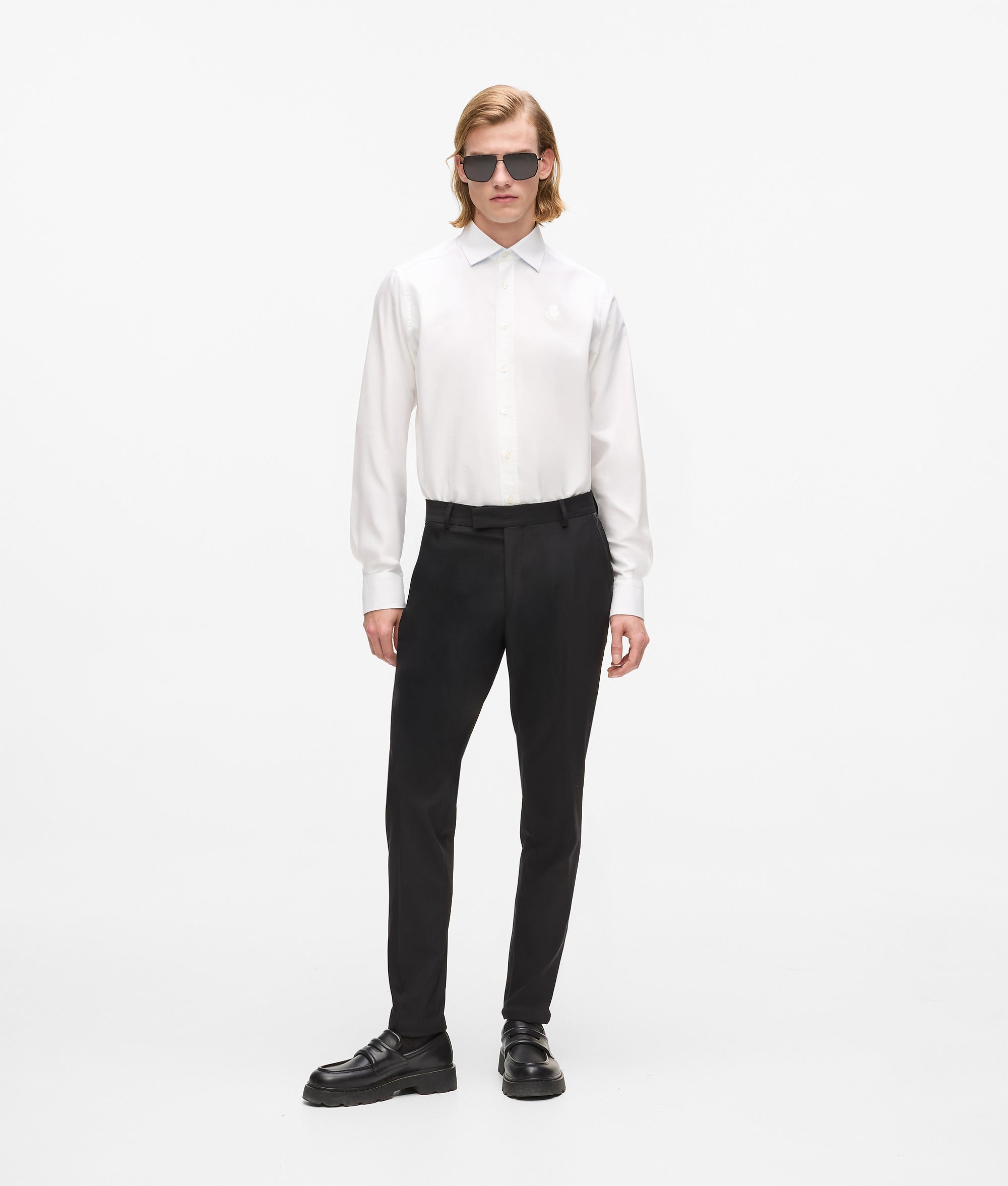 Karl Lagerfeld Faux-Leather Detail Pants Black