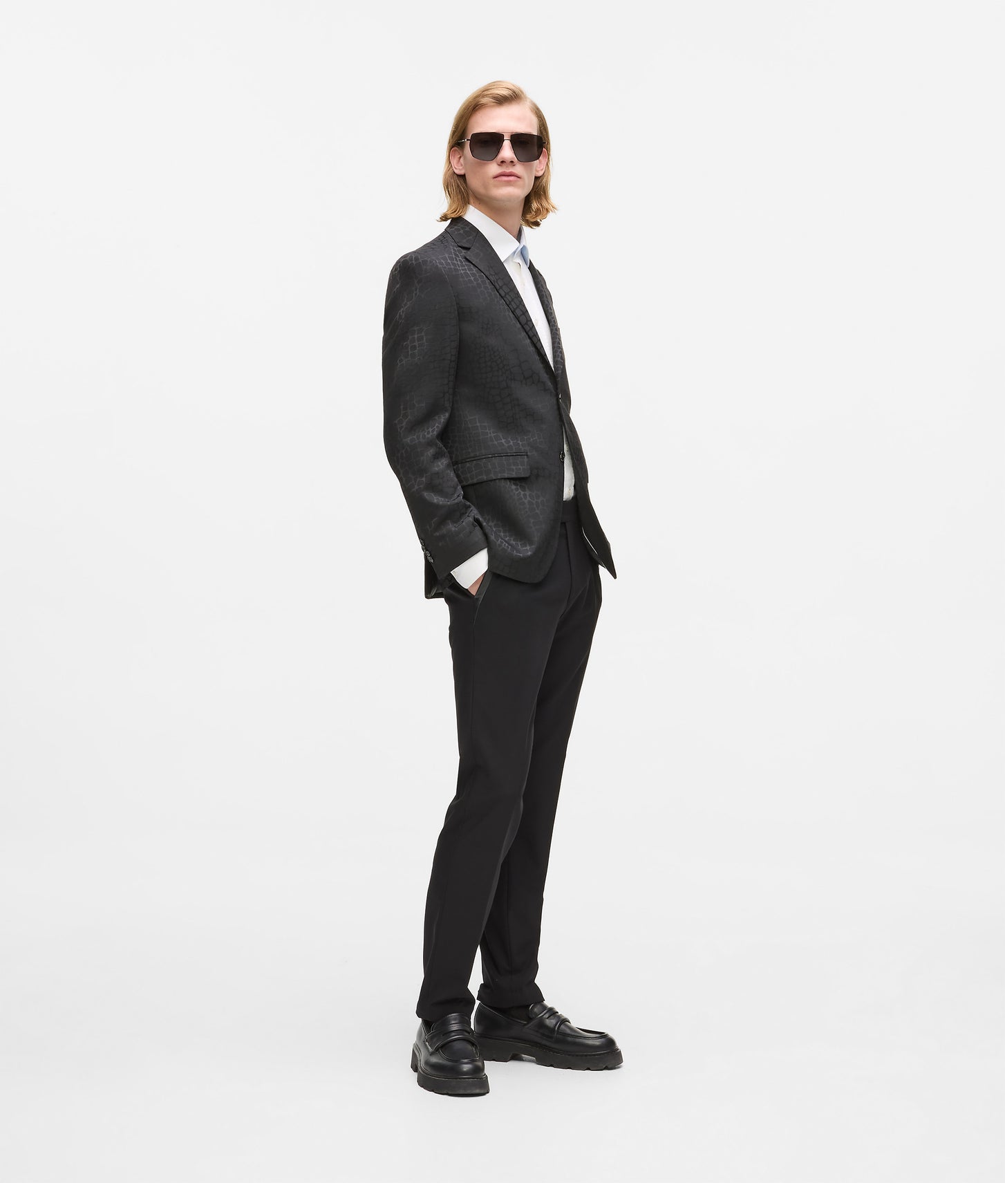 Karl Lagerfeld Faux-Leather Detail Pants Black
