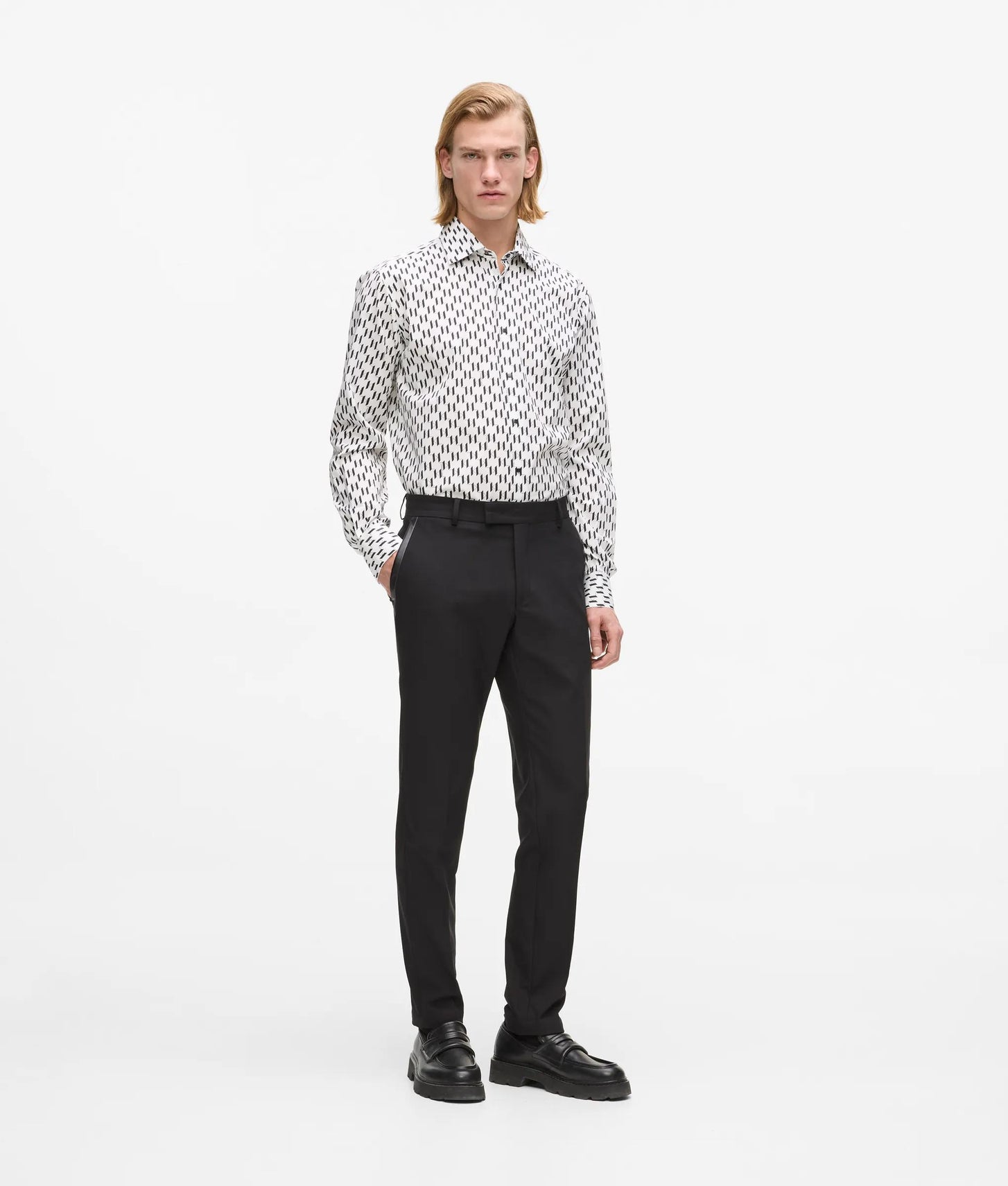 Karl Lagerfeld All-Over Monogram Shirt White/Black