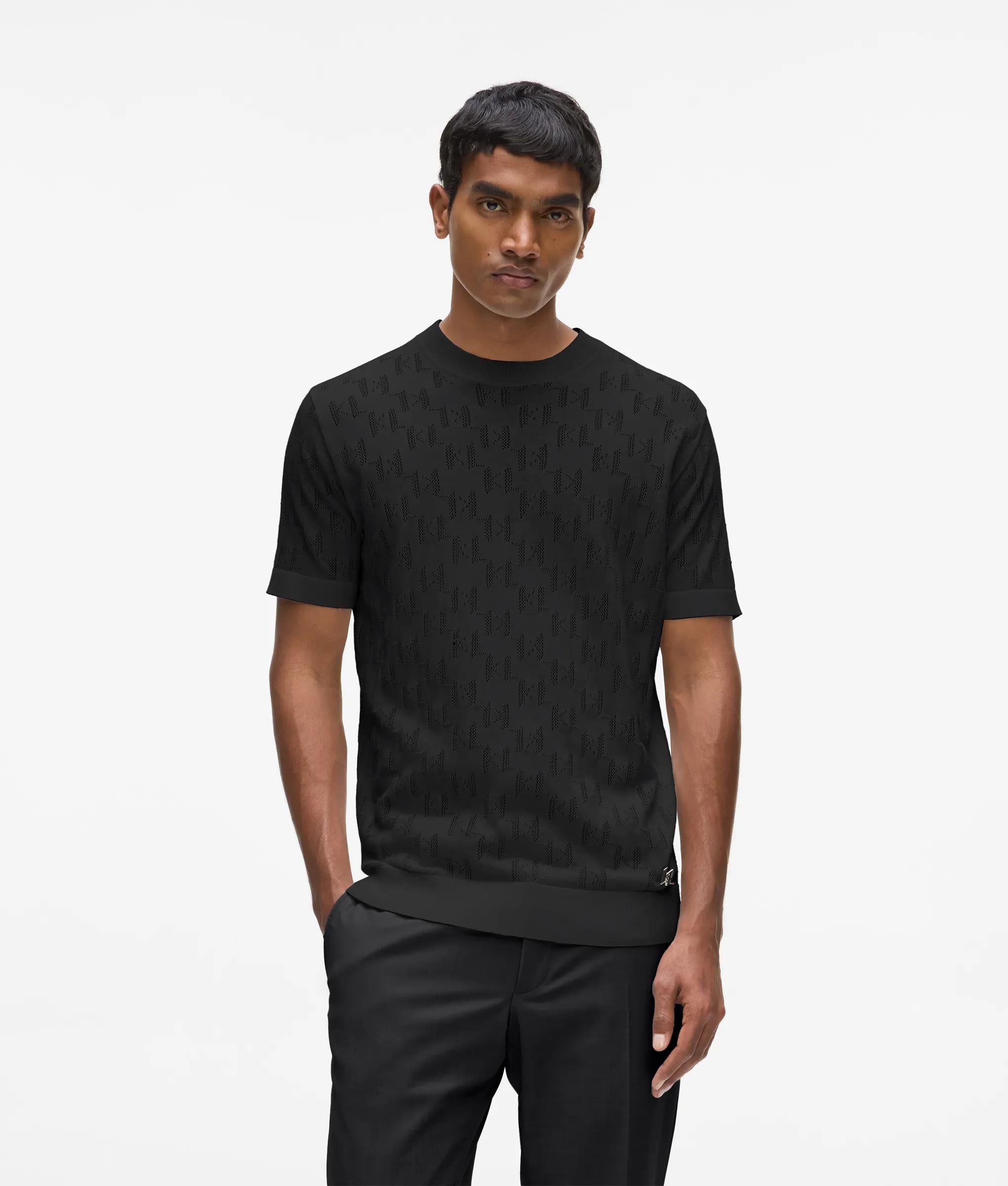 Karl Lagerfeld Monogram Short-Sleeved Sweater Black