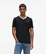 Karl Lagerfeld Contrast V-Neck T-Shirt Black