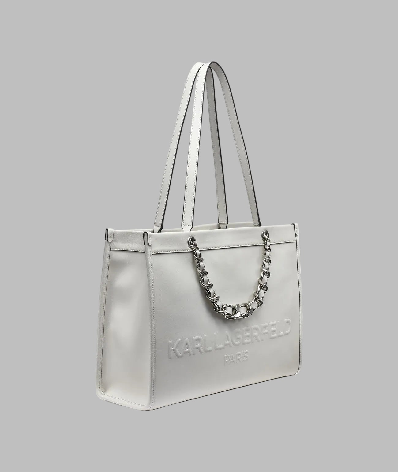 KarlLagerfeld Savoie large leather tote winter white/silver