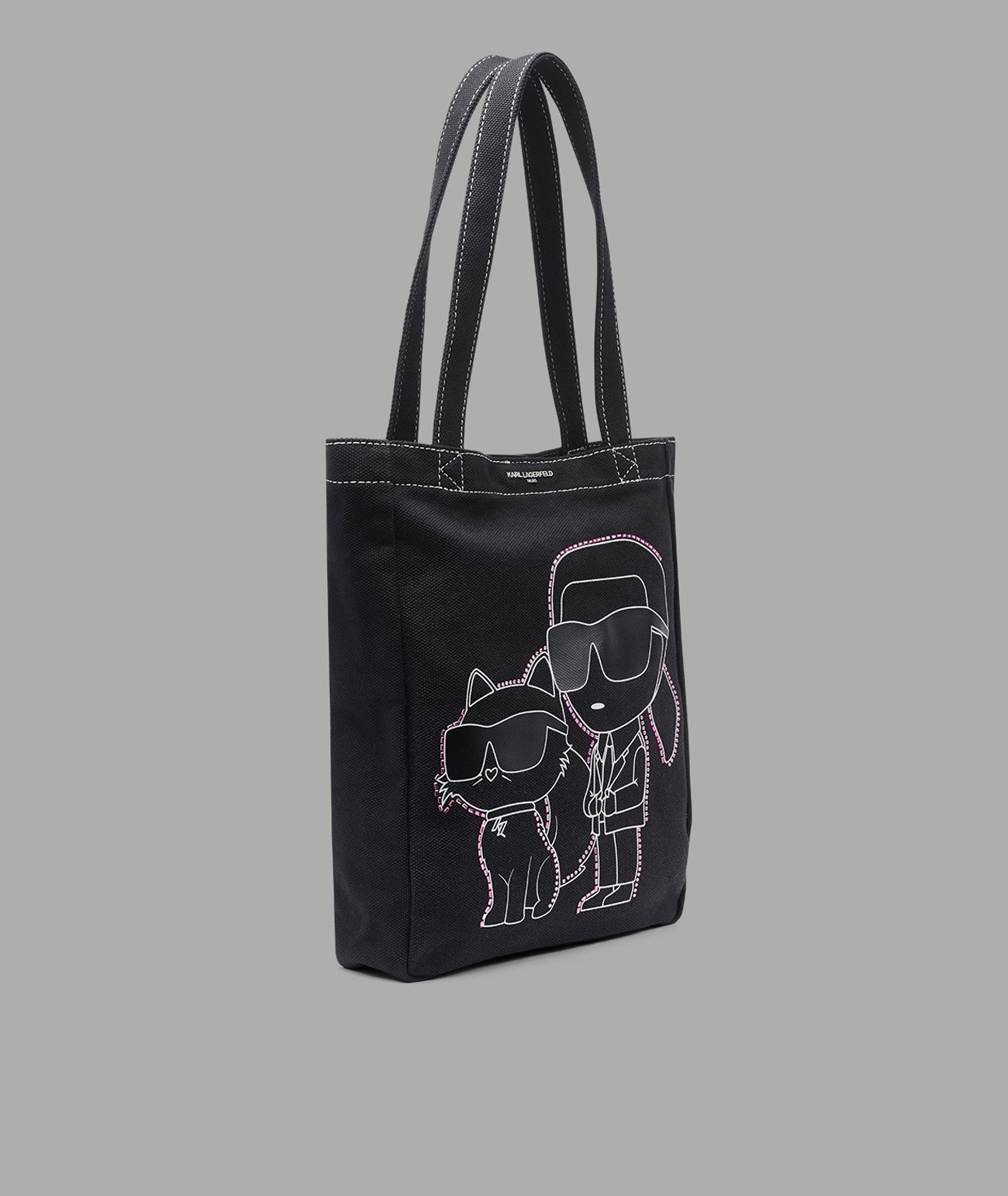 KarlLagerfeld Cannes karl & choupette rhinestone tote black